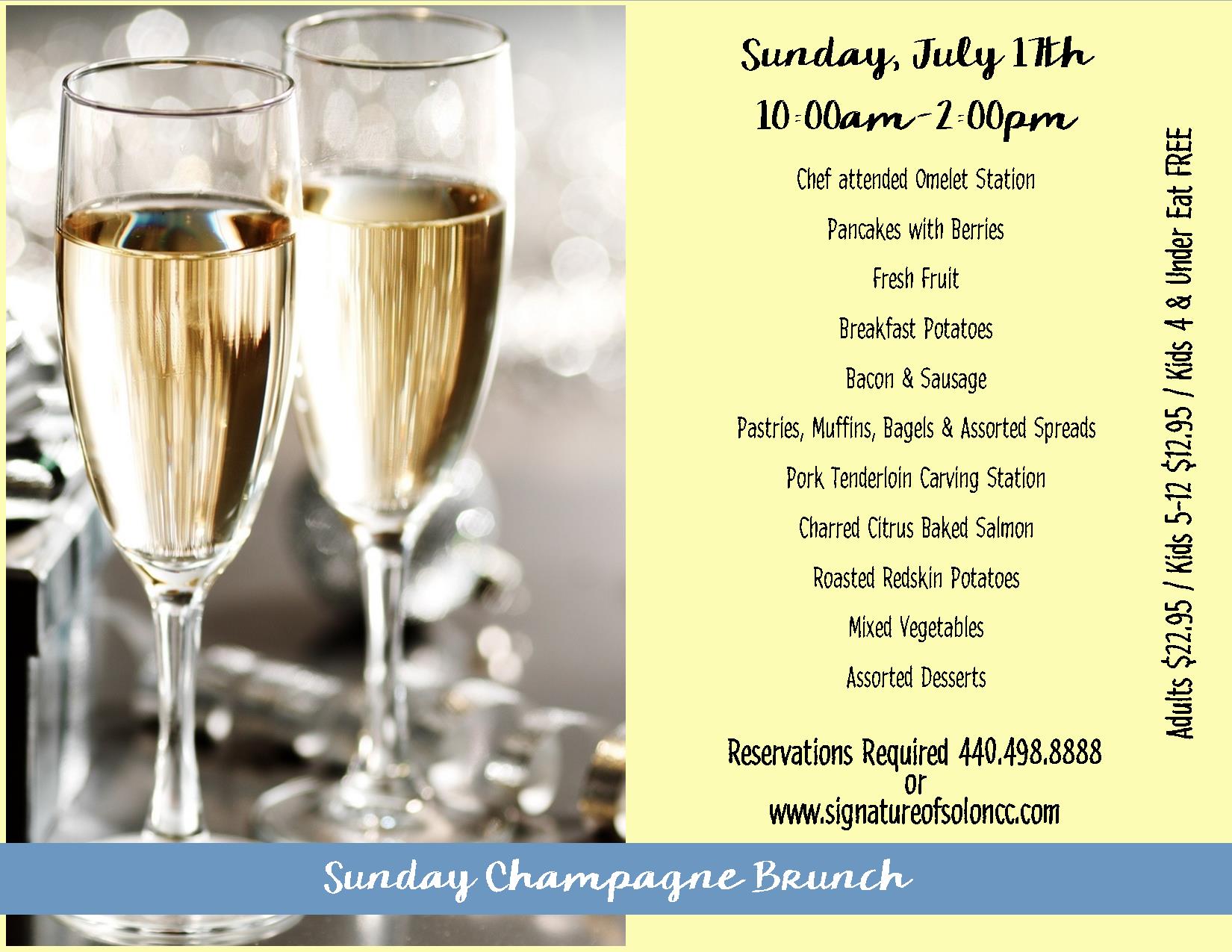 Sunday Champagne Brunch | Signature of Solon | Sunday, July 17, 2016